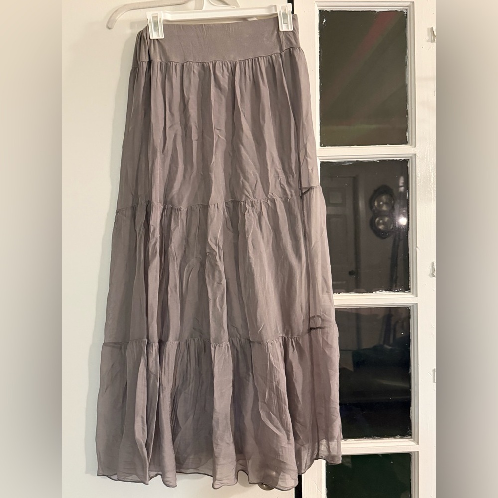 Nati Gray Silk Skirt